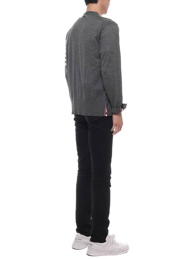 Men's Sustainable Classic Diagonal Wool Cardigan Medium Grey - THOM BROWNE - BALAAN 7