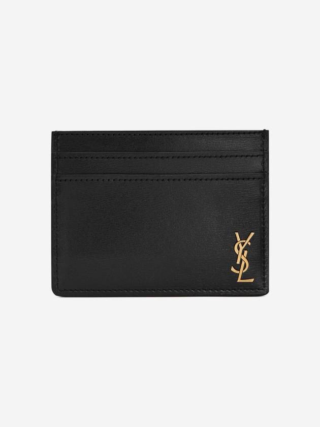 Tiny Monogram Shiny Leather Card Case Black - SAINT LAURENT - BALAAN 2