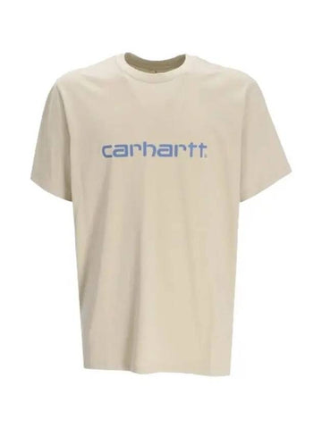 Men s Logo Short Sleeve T Shirt Beige I031047 24GXX - CARHARTT - BALAAN 1