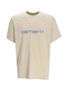 Men s Logo Short Sleeve T Shirt Beige I031047 24GXX - CARHARTT - BALAAN 1