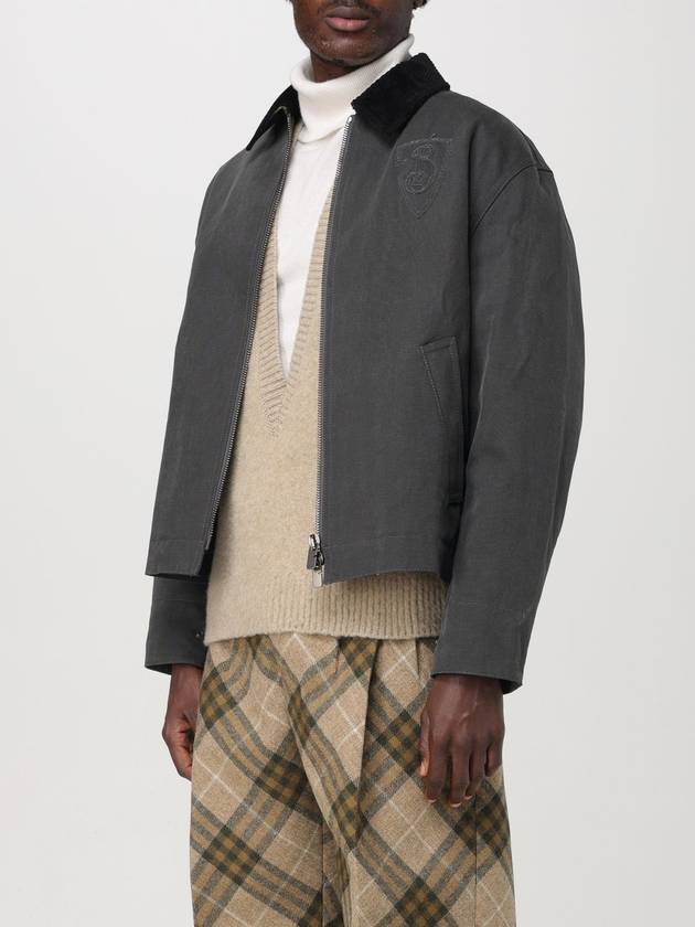 Corduroy Collar Cotton Jacket Black - BURBERRY - BALAAN 5