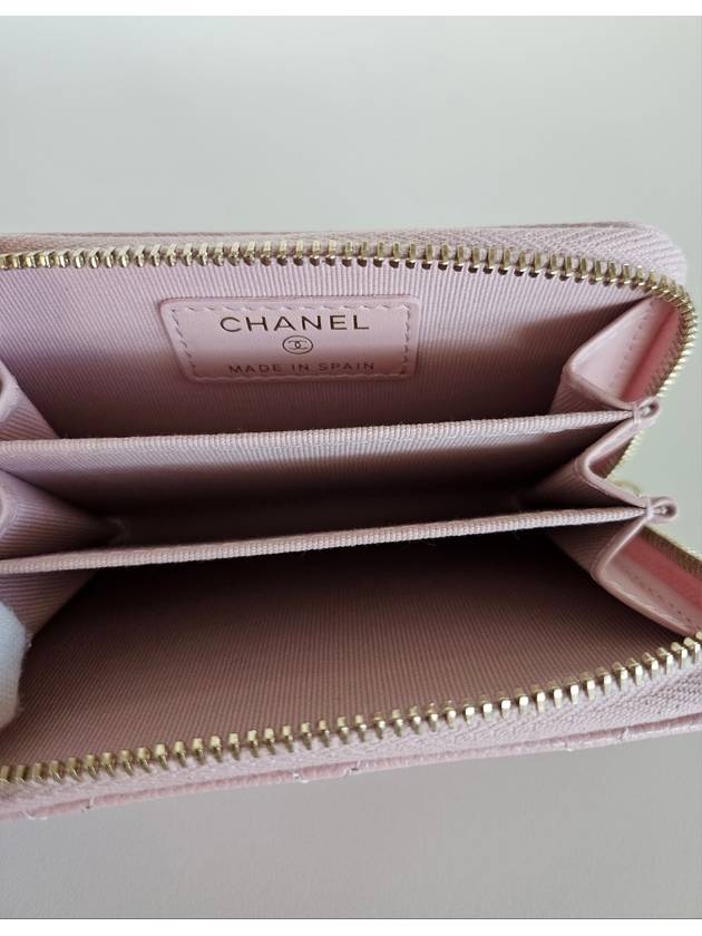 Classic zipper caviar card wallet pink gold AP0216 - CHANEL - BALAAN 6