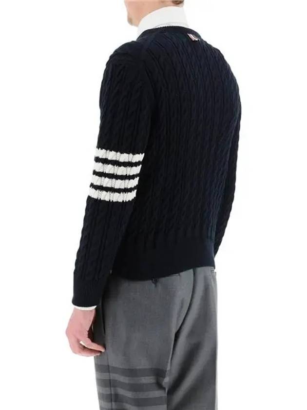 Diagonal Armband Cable Knit Top Navy - THOM BROWNE - BALAAN 7