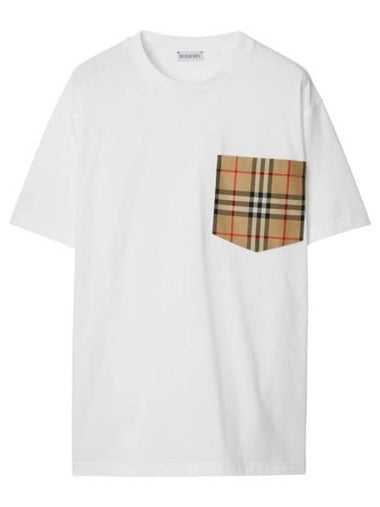 Check Cotton Short Sleeve T-Shirt White - BURBERRY - BALAAN 1