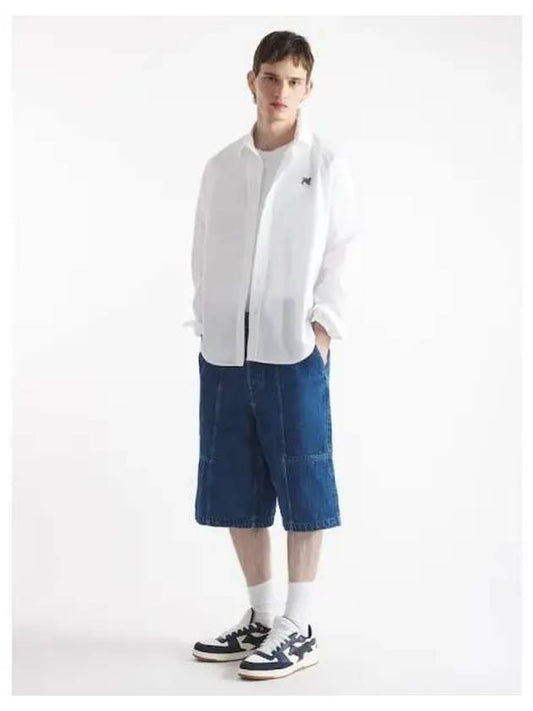 Men s Casual Shirt Blouse Southern Gray Fox Patch White Domestic Product - MAISON KITSUNE - BALAAN 1