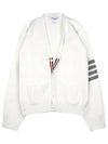 Milano Stitch 4 Bar Cardigan White - THOM BROWNE - BALAAN 2