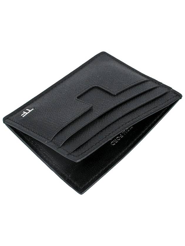 T Line Classic Logo Leather Card Wallet Black - TOM FORD - BALAAN 7