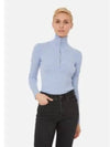 Half Zipper Rib Turtleneck Blue - GANNI - BALAAN 2