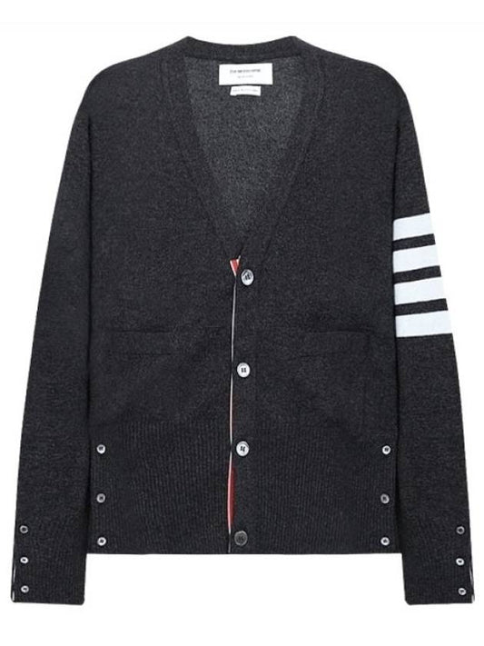 Men's Diagonal Classic Cashmere Cardigan Dark Grey - THOM BROWNE - BALAAN 2