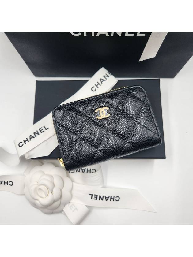 Classic Zipped Coin Purse Grained Calfskin & Gold Black - CHANEL - BALAAN 2