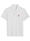 Heart Logo Polo Shirt White - AMI - BALAAN 1