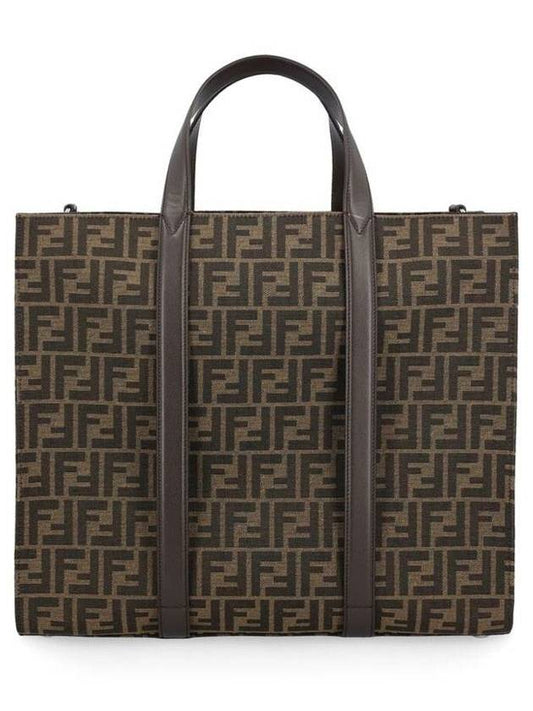 FF jacquard fabric monogram tote bag brown - FENDI - BALAAN 1