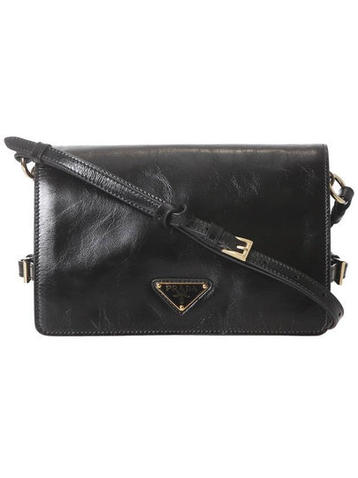 Triangle Logo Leather Shoulder Bag Black - PRADA - BALAAN 2