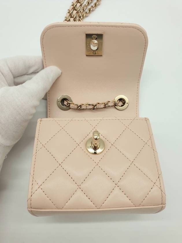 gold CC logo chain lambskin mini cross bag pink beige - CHANEL - BALAAN 7