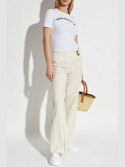 Versace Jeans Couture Trousers With Belt, Women's, Cream - VERSACE - BALAAN 2