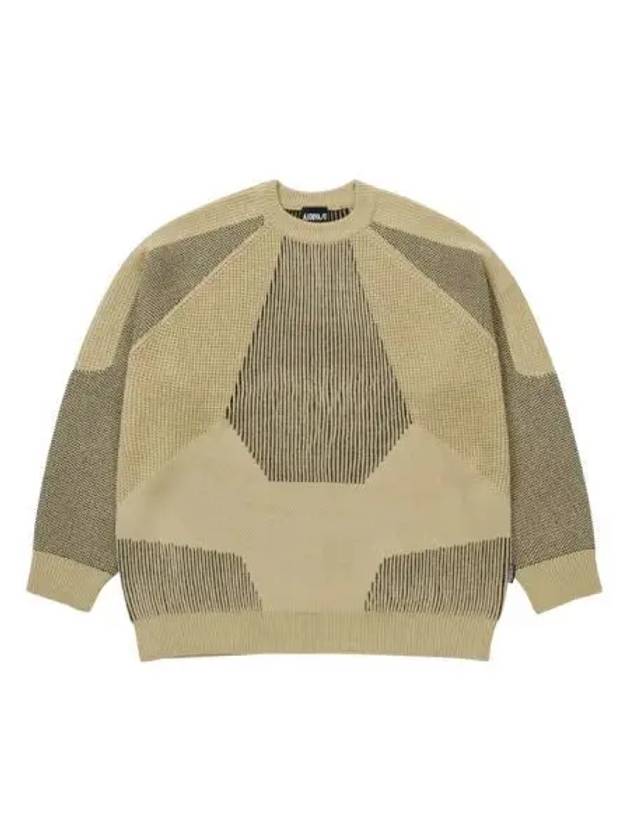 Paneled mixed knit sweater beige - AJOBYAJO - BALAAN 1