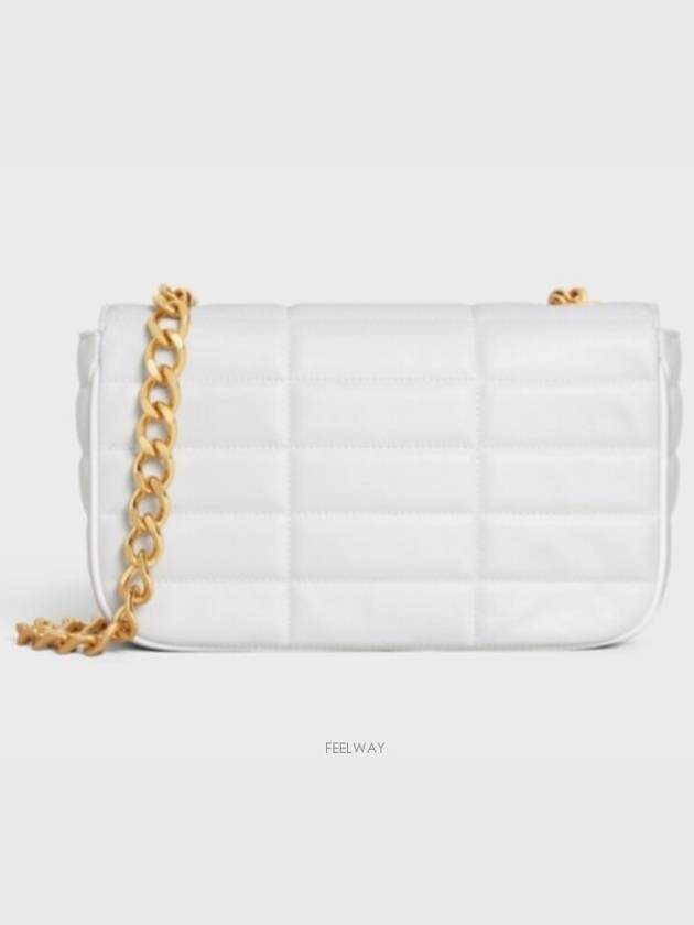 Monochrome Matelasse Quilted Calfskin Chain Shoulder Bag White - CELINE - BALAAN 6