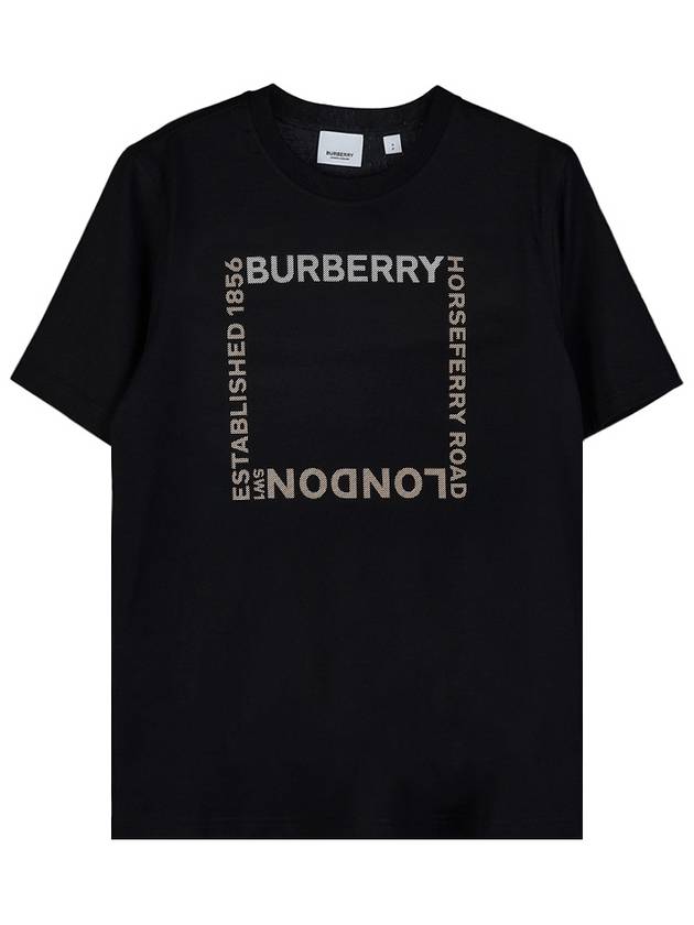 Women's Horseferry Square Print Cotton Short Sleeve T-Shirt Black - BURBERRY - BALAAN 11