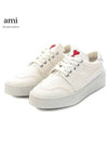 heart embroidered denim low-top sneakers white - AMI - BALAAN.