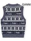 Logo Wool Mix Vest Knit Top Sky Captain - GANNI - BALAAN 4