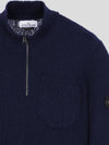 Half Zip-up Loose Fit Uneven Cotton Yarn Knit Top Navy - STONE ISLAND - BALAAN 3