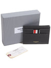 Pebble Grain Leather Stripe Note Compartment Card Wallet Black - THOM BROWNE - BALAAN 7