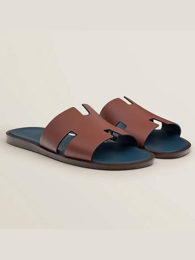 Izmir Calfskin Sandals Navy Brown - HERMES - BALAAN 2