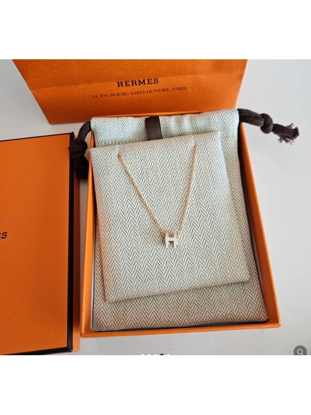 Mini Pop H Pendant Rose Gold & Blanc - HERMES - BALAAN 6