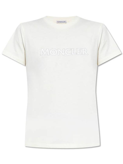 Rhinestone Logo Short Sleeve T Shirt White - MONCLER - BALAAN 2