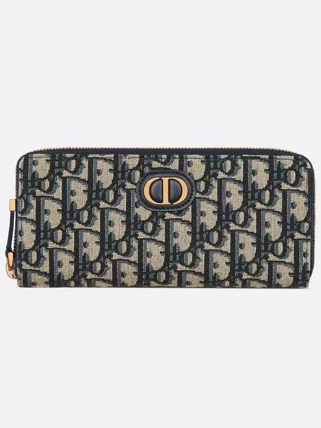 30 Montaine Voyager Slim Jacquard Long Wallet Blue Oblique - DIOR - BALAAN 2