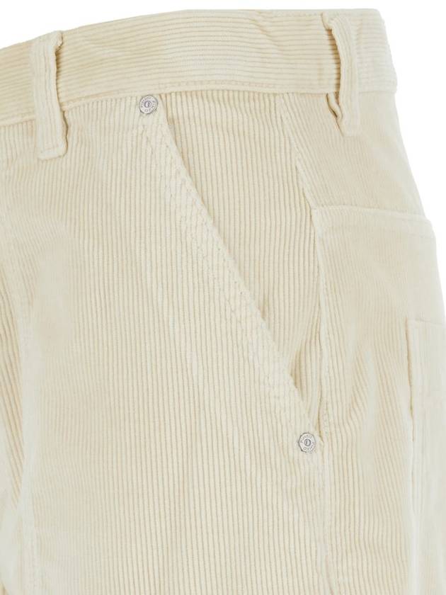 'Cloe' White Cropped Pants With Logo Patch In Courduroy Woman - PINKO - BALAAN 2