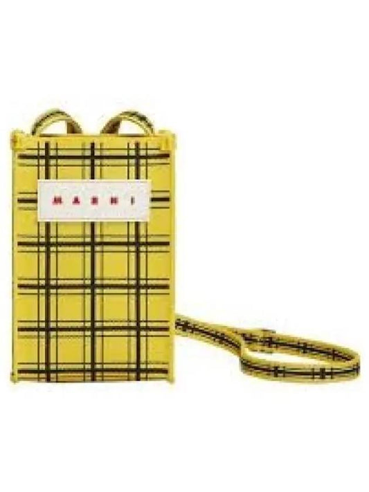 Plaid Logo Patch Checked Cross Bag Yellow - MARNI - BALAAN 2