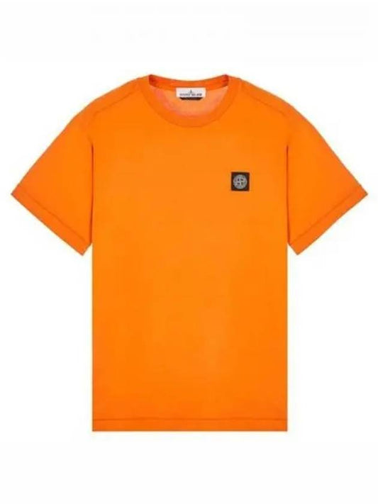 Chest logo round short sleeve t shirt orange men s 271755 - STONE ISLAND - BALAAN 1