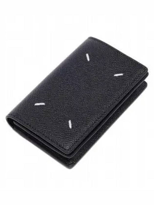 Stitched Leather Card Wallet Black - MAISON MARGIELA - BALAAN 2