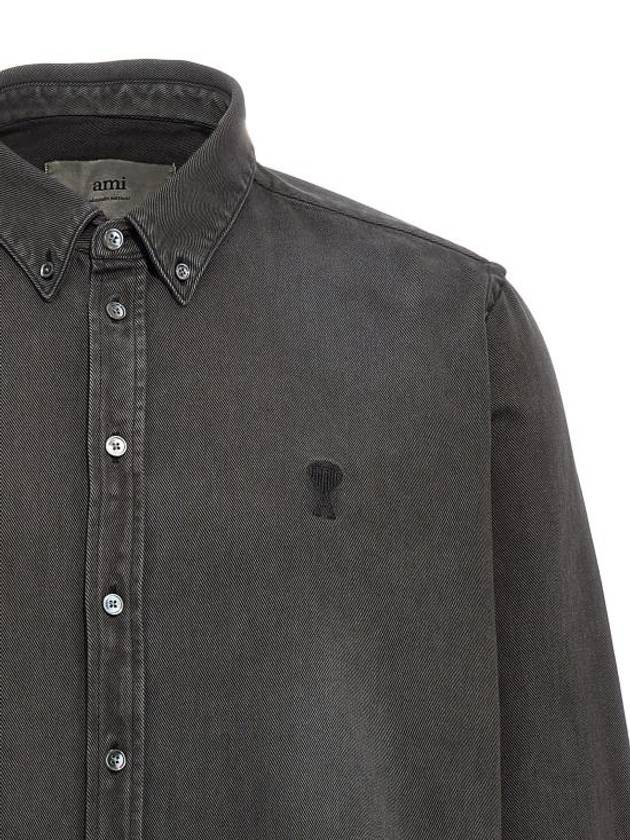 De Coeur Button Down Long Sleeve Shirt Black - AMI - BALAAN 4