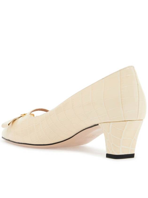 butter white crocodile effect leather pumps with medium heel - VALENTINO - BALAAN 3