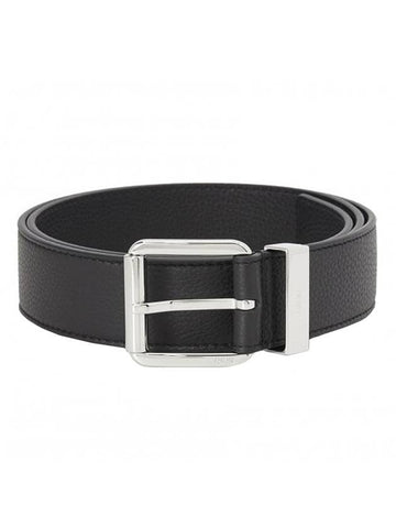 engraved loop leather belt black - DIOR - BALAAN.