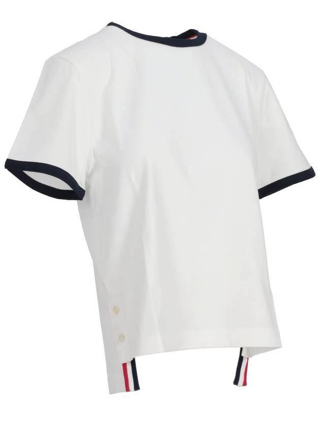 Asymmetric Hem Short Sleeve T-Shirt White - THOM BROWNE - BALAAN 4