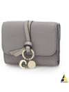 Alphabet Grain Leather Flap Small Half Wallet Grey - CHLOE - BALAAN 2