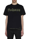 Men's Graffiti Logo Short Sleeve T-Shirt Black - ALEXANDER MCQUEEN - BALAAN 4