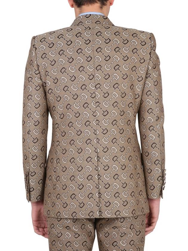 Maxi Horsebit Cotton Jacket Beige Brown - GUCCI - BALAAN 4