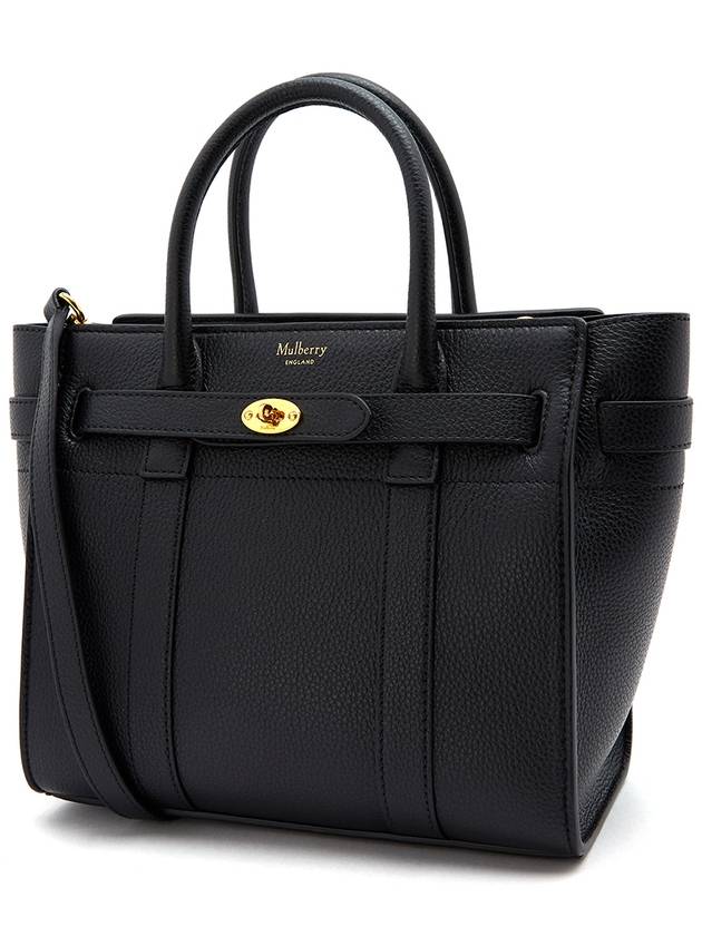 Bayswater Zipped Mini Classic Grain Tote Bag Black - MULBERRY - BALAAN 3