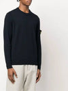 Logo Patch Round Neck Knit Top Navy - STONE ISLAND - BALAAN 5