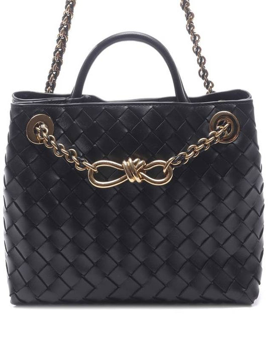 Andiamo Chain Small Leather Tote Bag Black - BOTTEGA VENETA - BALAAN 2