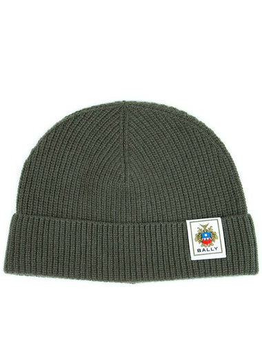 Logo Patch Wool Beanie Green - BALLY - BALAAN 1