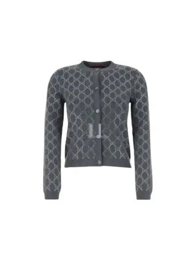 GG Crystal Embroidered Wool Cardigan Gray - GUCCI - BALAAN 2