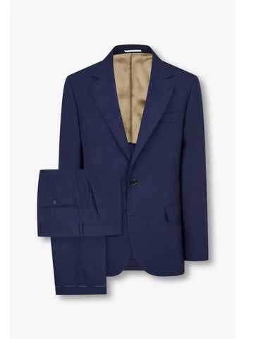 Men s silk wool no cheat single suit light navy - BRUNELLO CUCINELLI - BALAAN 1