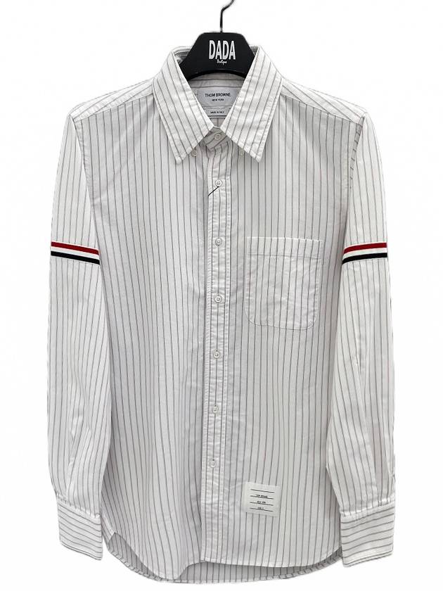 Oxford Armband Stripe Cotton Long Sleeve Shirt White - THOM BROWNE - BALAAN 2