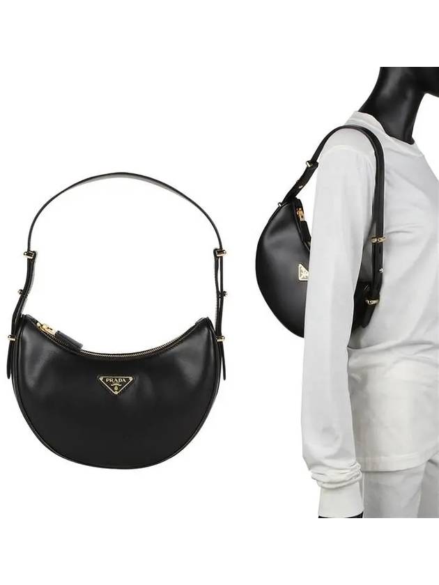 Arque Leather Shoulder Bag Black - PRADA - BALAAN 2