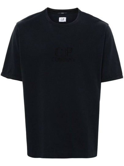 Tacting Piquet Logo Short Sleeve T-Shirt Black - CP COMPANY - BALAAN 2